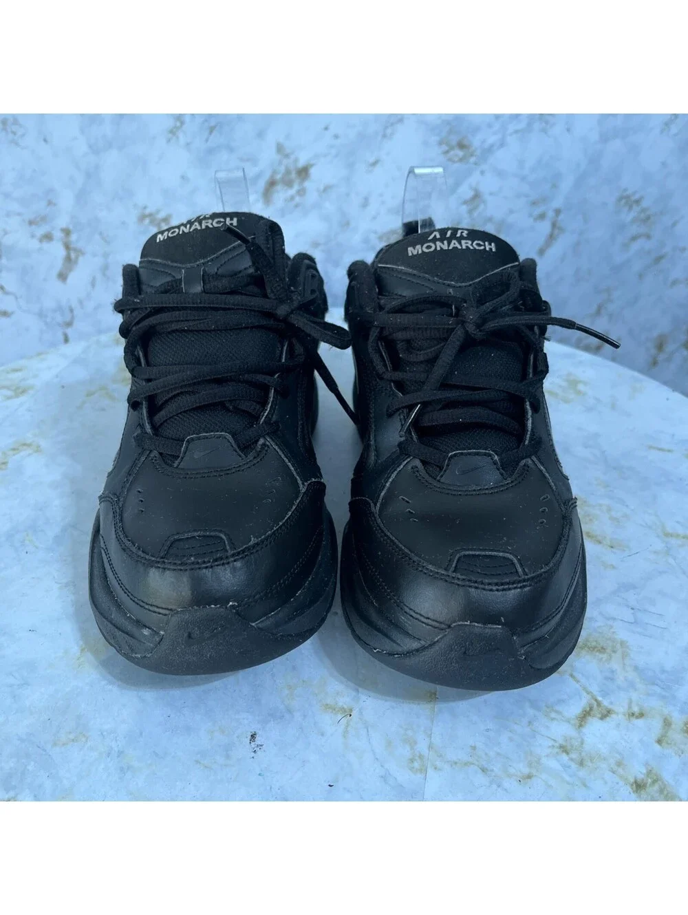 Nike Air Monarch IV Men's Size 8 Shoes Triple Black Comfort Walking Sneakers
